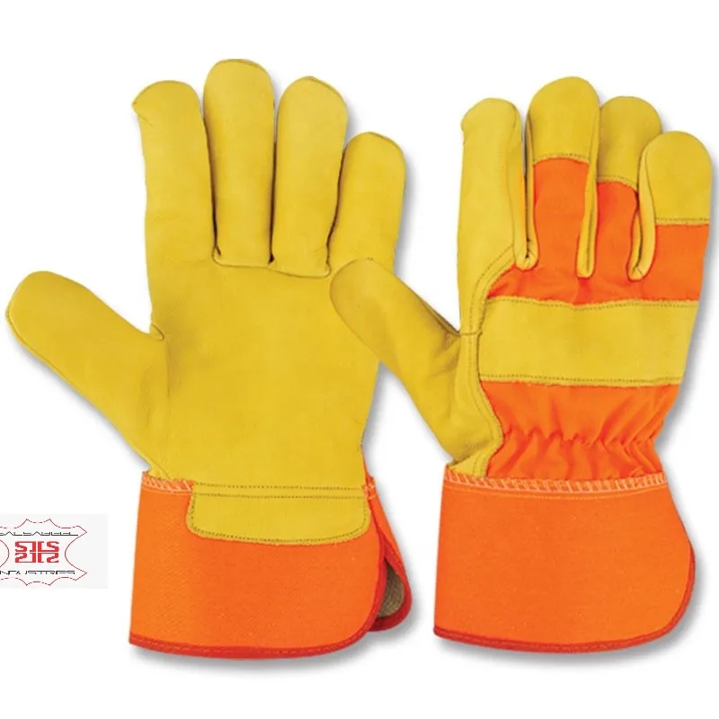 Top Safety Work Split Cow Leather Reflective Work Gloves