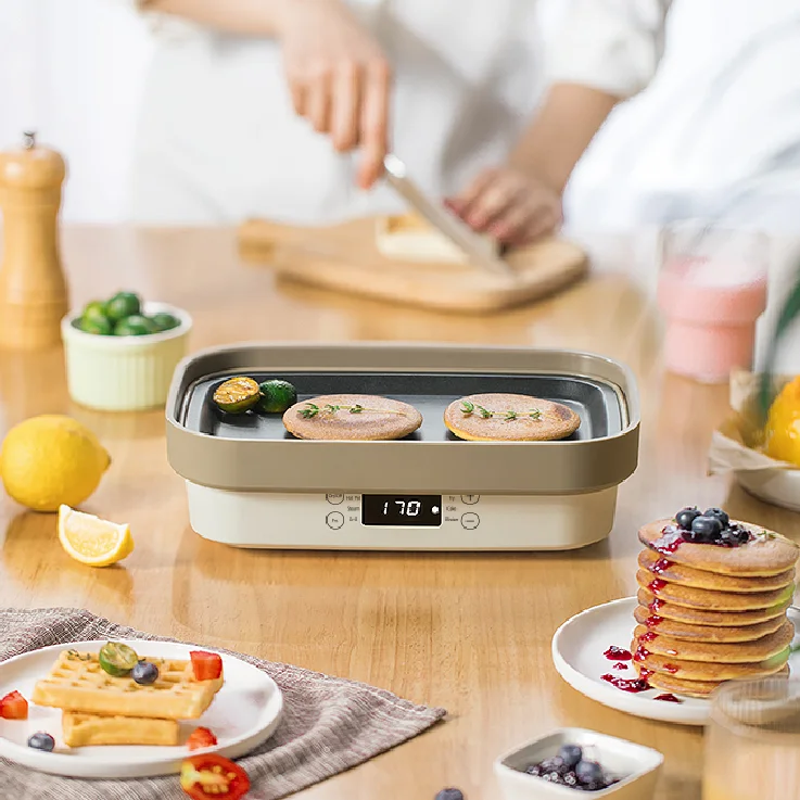 Slow Cooker Collapsible Cooker Electric Griddle Pan Non-stick Frying Pan