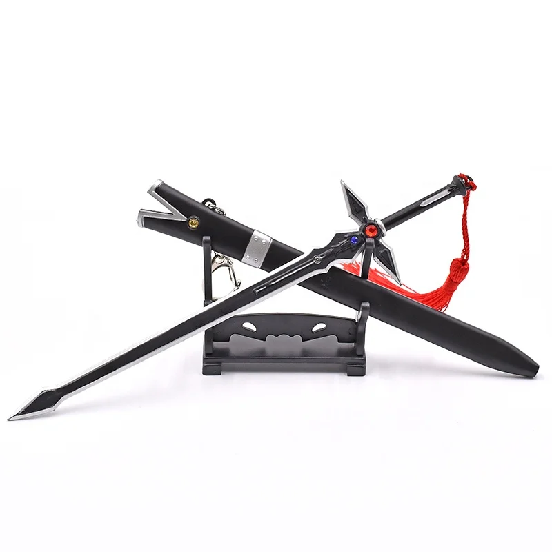customization hot sale japan anime Sword art online DARK REPULSE Black exclusive katana metal crafts sword keychain zinc alloy
