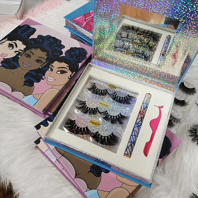 Eye Lashesh Set Handmade 3d Real Mink Lash Products Customize Logo Siberian Makeup False Eyelash Set Lashess Lase With Boxes