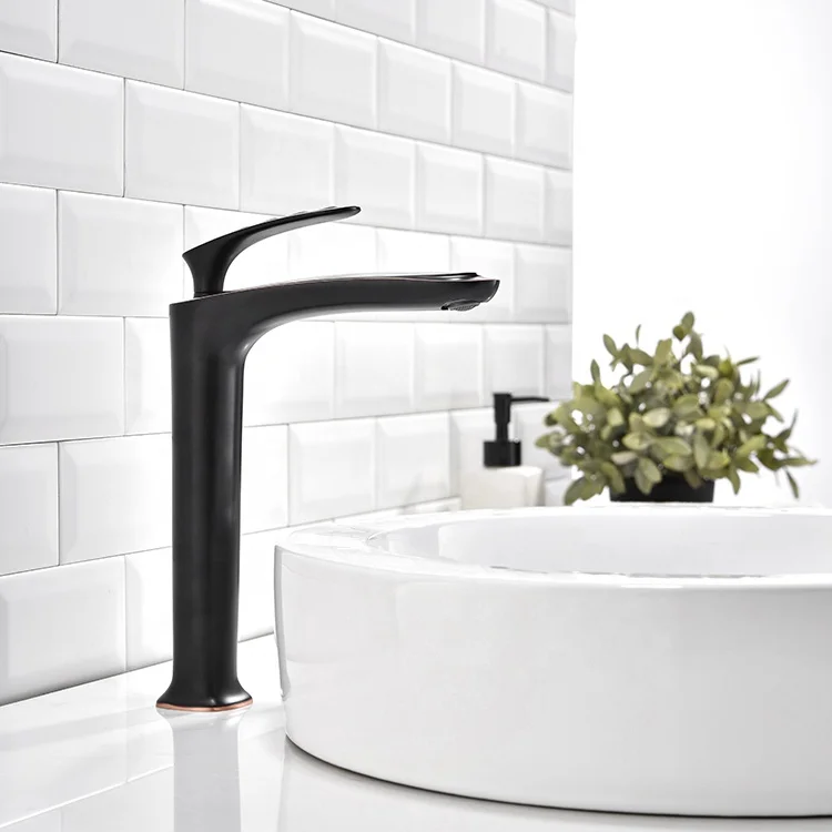 Tall Black Basin Mixer Basin Faucet with Long Column basin taps 2021 new deck mounted type automatic flushing sensor faucet
