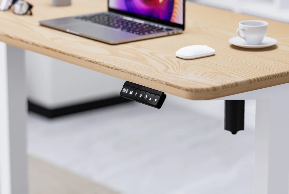 Office Cheap Electric Single Motor Desk Sit And Standing Up Computer Lift Tables White Frame Adjustable Height