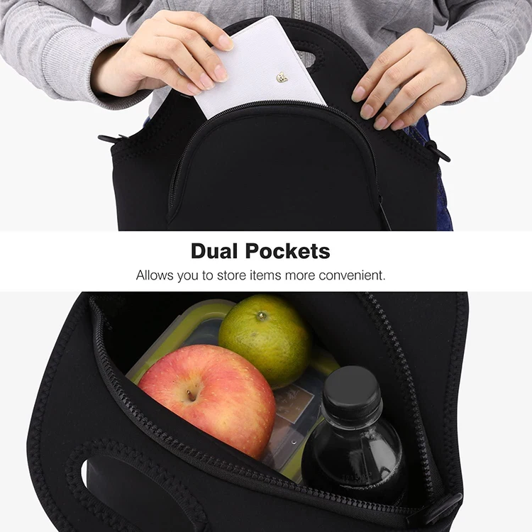 Custom Printed Lunch Bags For School Travel Work Sublimation Blank Neoprene Insulated Cooler Bag Reusable Food Carrier Tote Bag