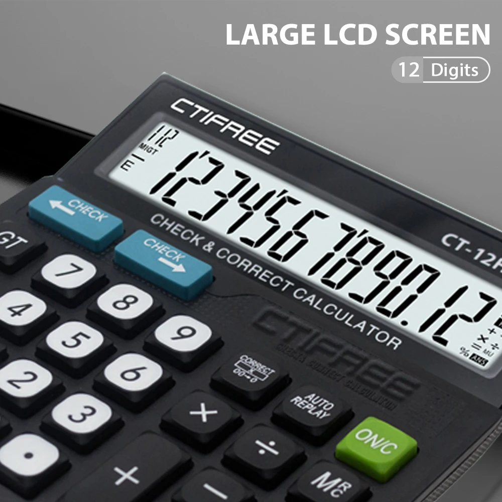 Desktop calculator factory price CTIFREE Standard Functional Desktop 12 digit calculator display solar calculator