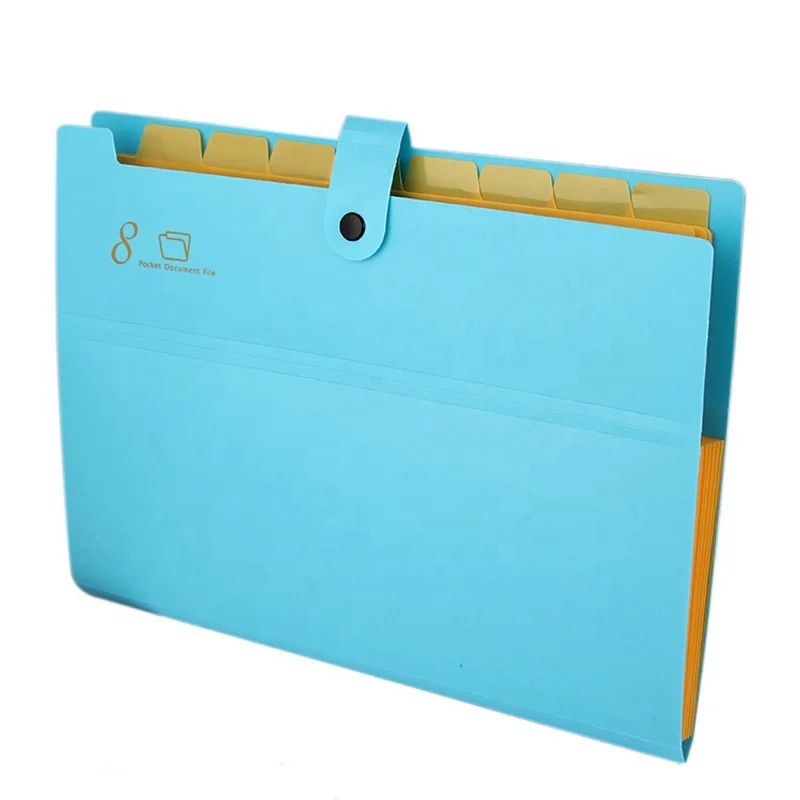New Arrival Colorful 8 Pockets 5 Pockets File Folder With Button