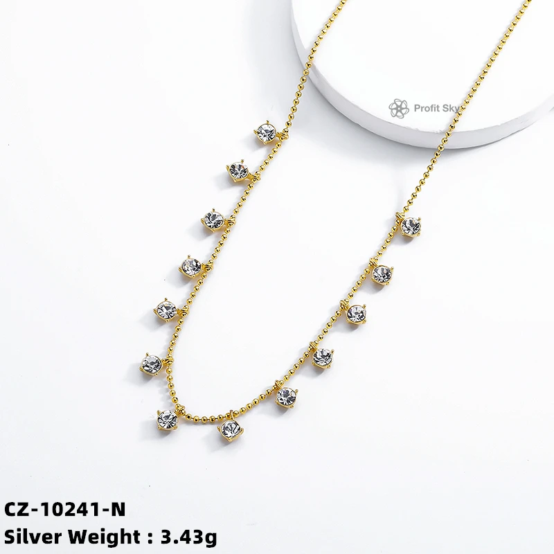 Factory Price Manufacturer custom Gold Vermeil jewelry high quality 925 sterling silver Zirconia Dangling Charm Elegant Necklace