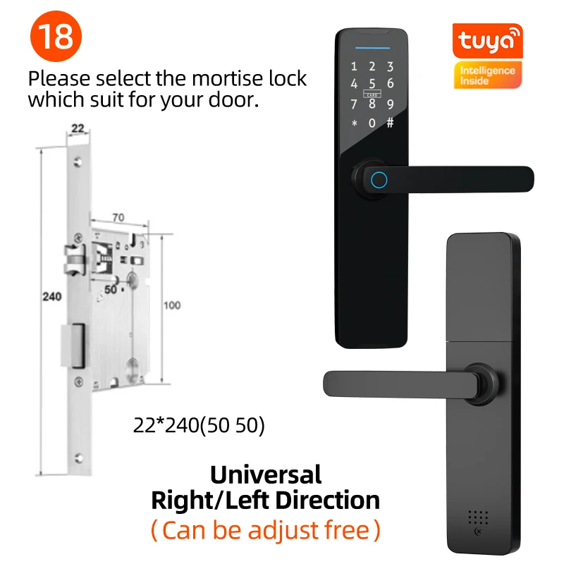 Popular biometric Fingerprint Smart Door Lock  Password Keyless Apartment Room Lock WiFi Tuya APP Digital keyless Door Locks