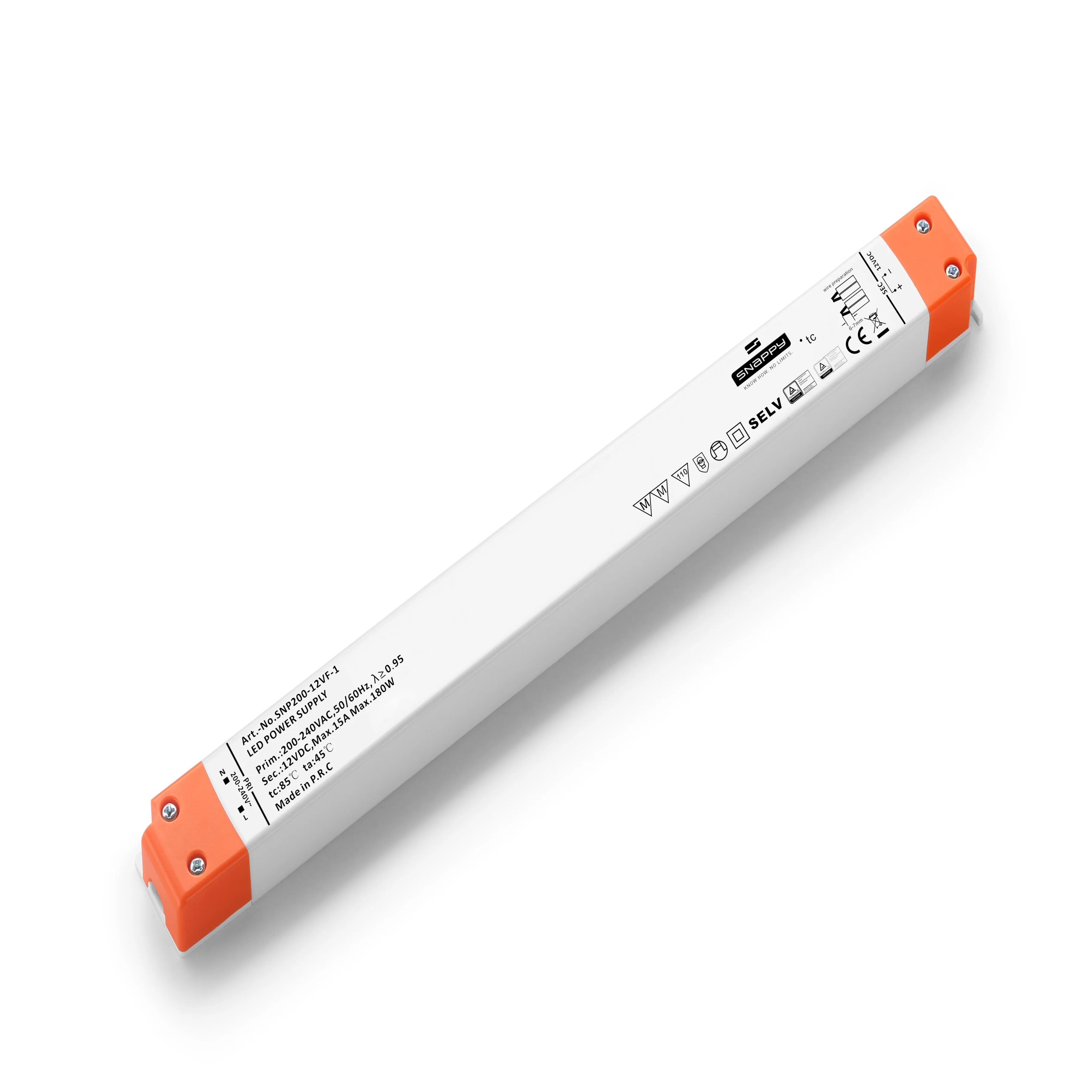 Super Linetype Led Driver SNP200-12/24VF-1 IP20 AC200-240V 50/60hz Output 200W 12V 24V CE Rohs TUV (LVD,EMC) for Linear Lighting