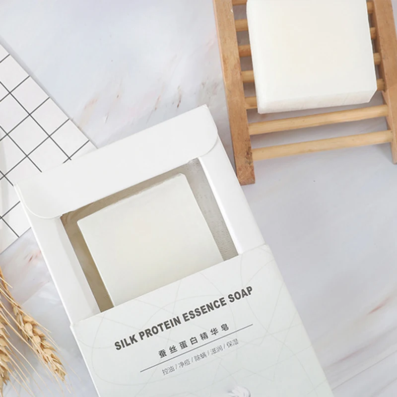 Wholesale handmade white cocoon pure silk soap natural skin face silk protein soap