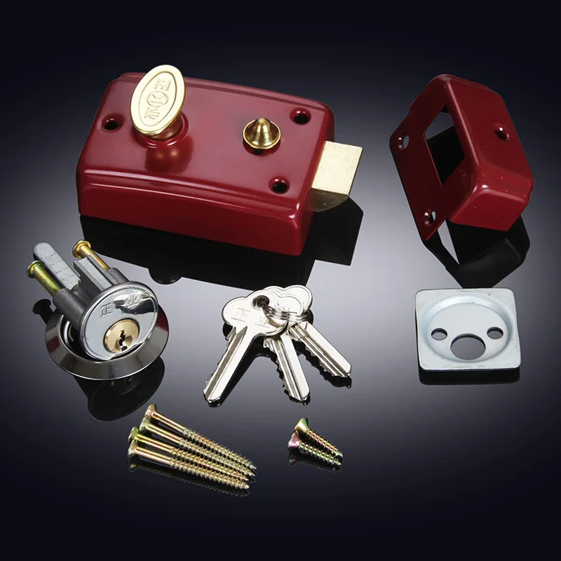 Universal Single-Tongue Mechanical Door Lock Household External Iron and Wooden Door Lock Core Pure Copper Material