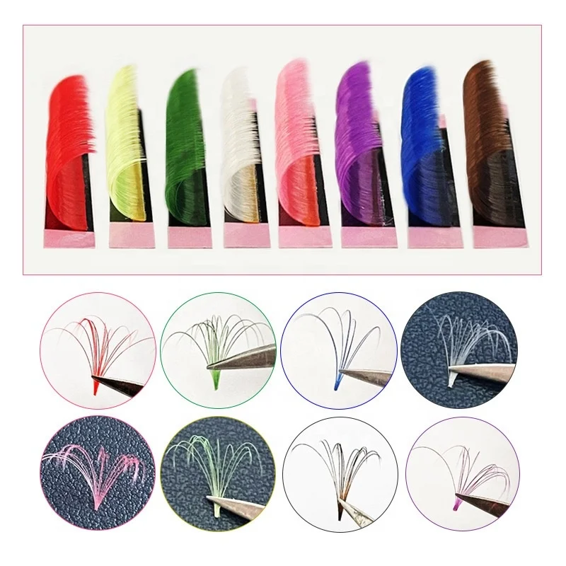Individual Lashes Faux Mink Classic Red Green Brown Blue Purple Ombre Colored Eyelash Extension