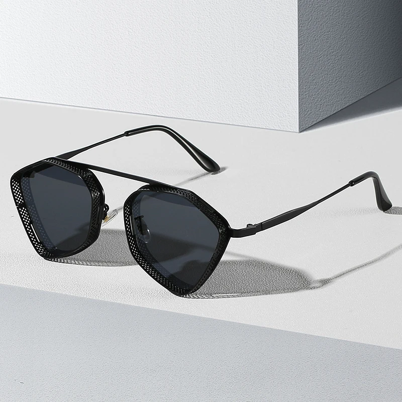 New Design Double Top Bar Square Driving Sunglasses Mens Shades High Quality Sunglasses