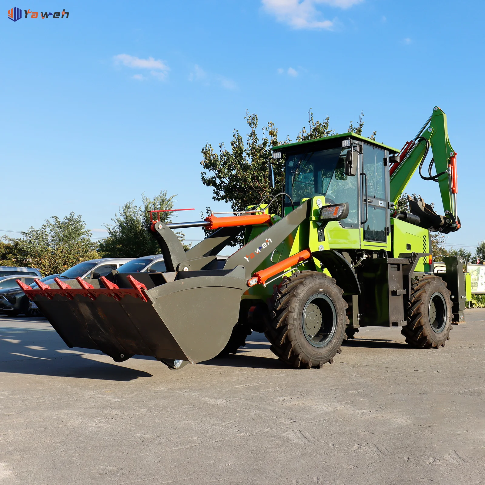 Yaweh chinese retroexcavadora case 360 degree remote control 4wd tractor front wheel loader backhoe excavator loader 4x4