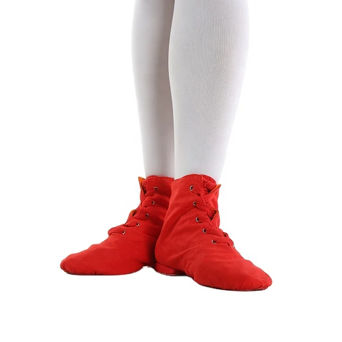 
2020 modern dance classical professional red canvas jazz shoes for girls women kids 