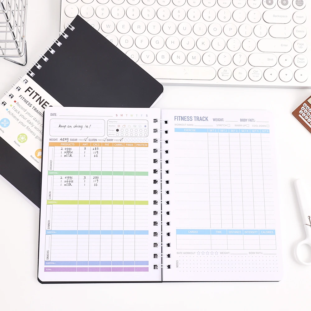 IMODA Stationery A5 Fitness&Food Journal Nutrition&Workout Planner for Tracking, Progress, and Achieving Your Wellness Goals