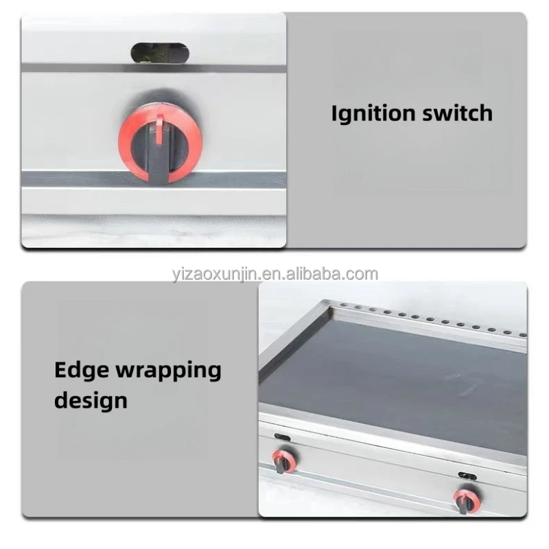 80cm Stainless Steel Electric Frying Pan Commercial Gas Engine Baking Pan Desktop Ramen Cookware for Restaurant