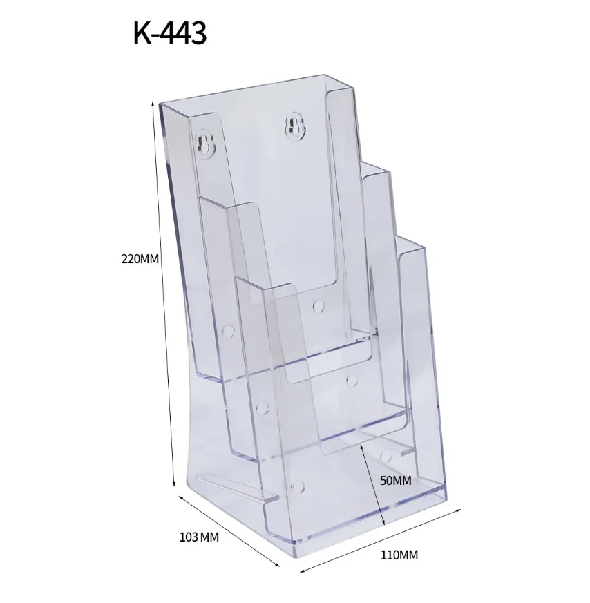 Factory sales 1/3 A4 brochure holder wall mounted desktop catalog list display holder