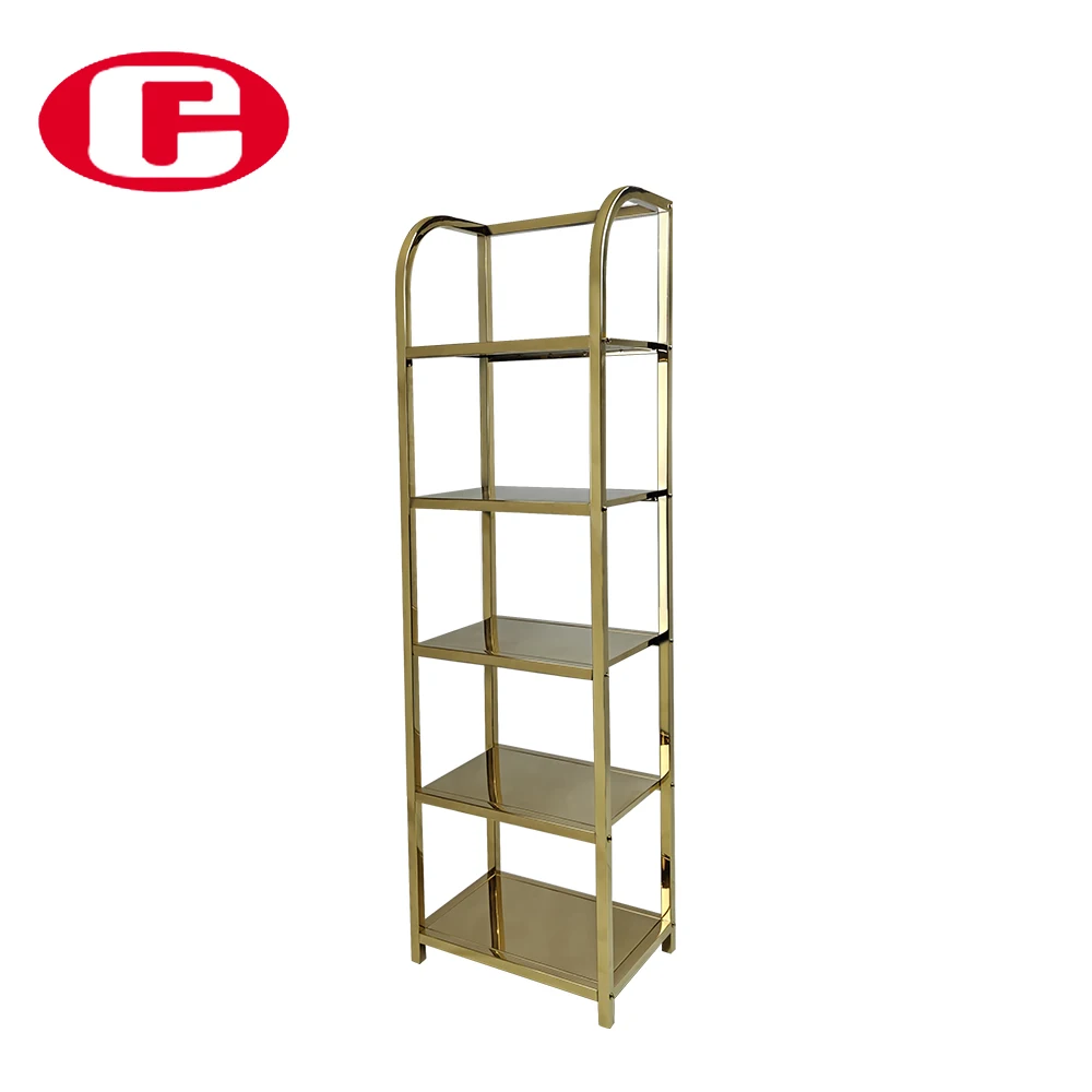Steel pipe gold plated display clothing stand heavy duty vertical metal storage rack for shop