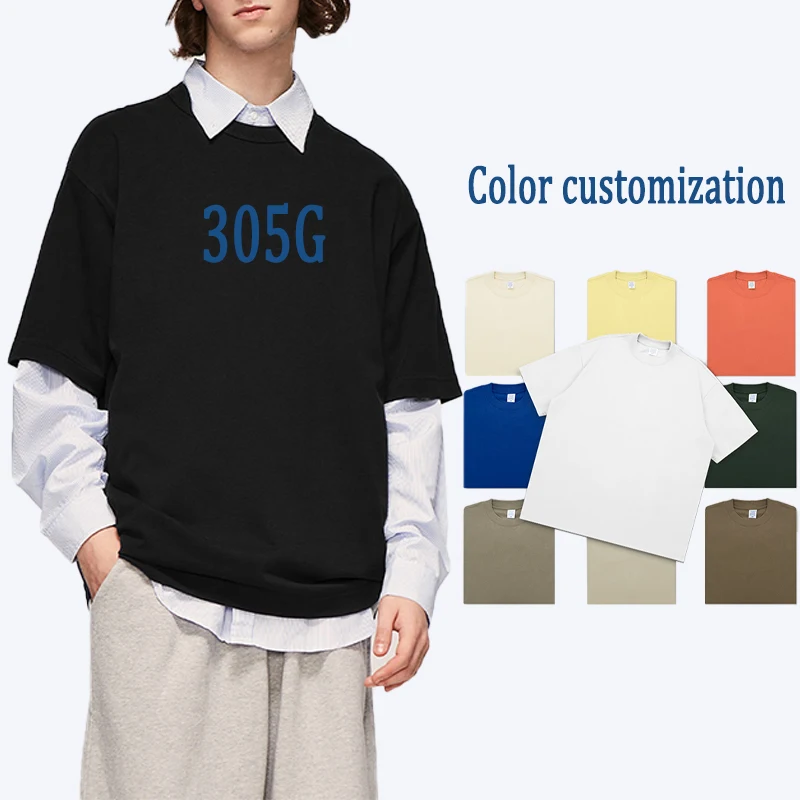 305gsm high quality 100% premium cotton t-shirt relaxed t-shirts with raglan sleeve in black o-neck blank heavyweight t-shirt