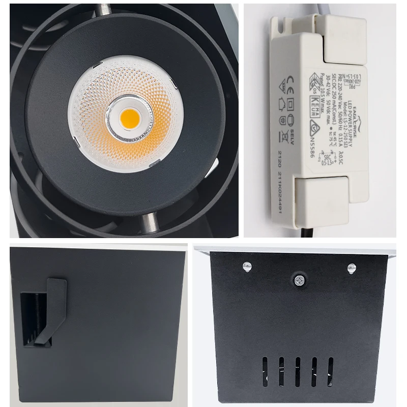 3 Heads 15W 18W Triple adjustable Cob Led Grille Light Recessed Downlights Wall Washer Ceiling Indoor Embedded Spotlights