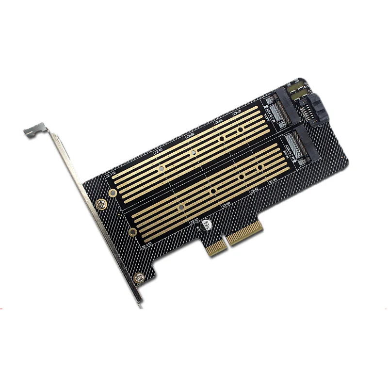 M.2 NVMe NGFF SSD to PCIE SATA dual-disk conversion expansion cards support MKey BKey cables