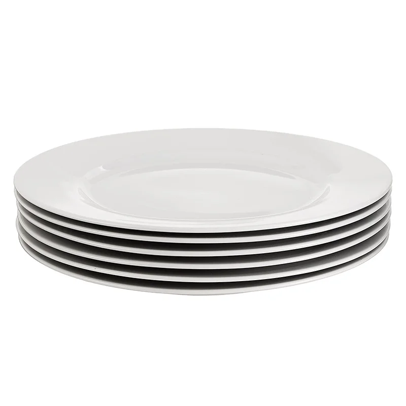 Used in hotel restaurant hot sale white bone china porcelain dinner plate ceramic dinnerware