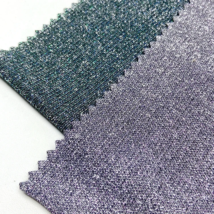 Fancy shine 100 polyester custom 135gsm knit bonded luxury lame glitter metallic fabric for party dress