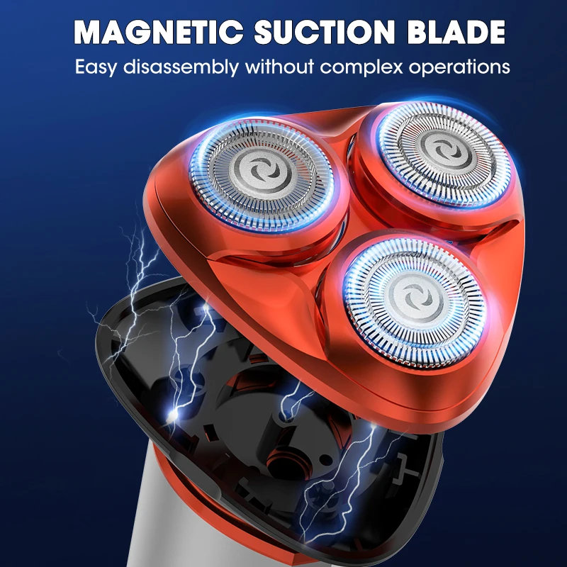 Cross-border new arrival electric magnetic Shaver three cutter head fully washable LCD display Shaver