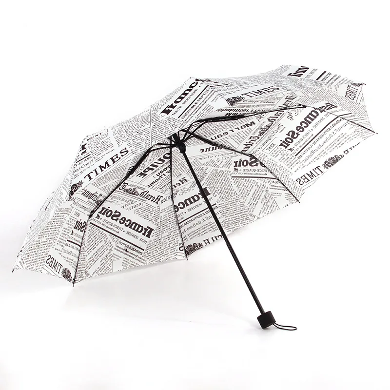 Yubo 21 Inch manual hand open custom logo newspaper design full printing promotional advertising 3 folding umbrella
