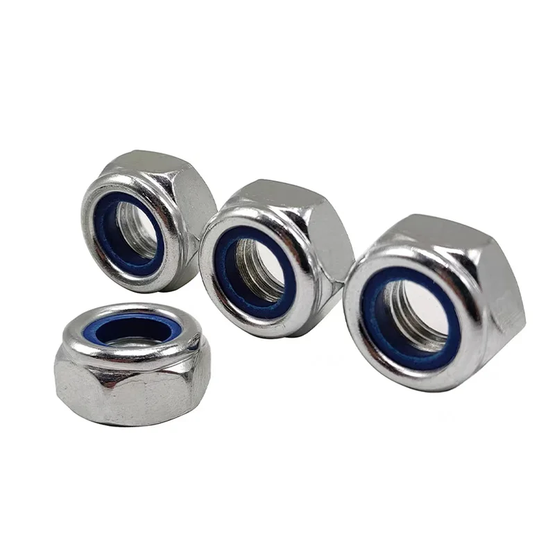 High quality Carbon steel Stainless Steel 304 DIN 985  A2 Hexagon Nylon Insert Lock Nuts
