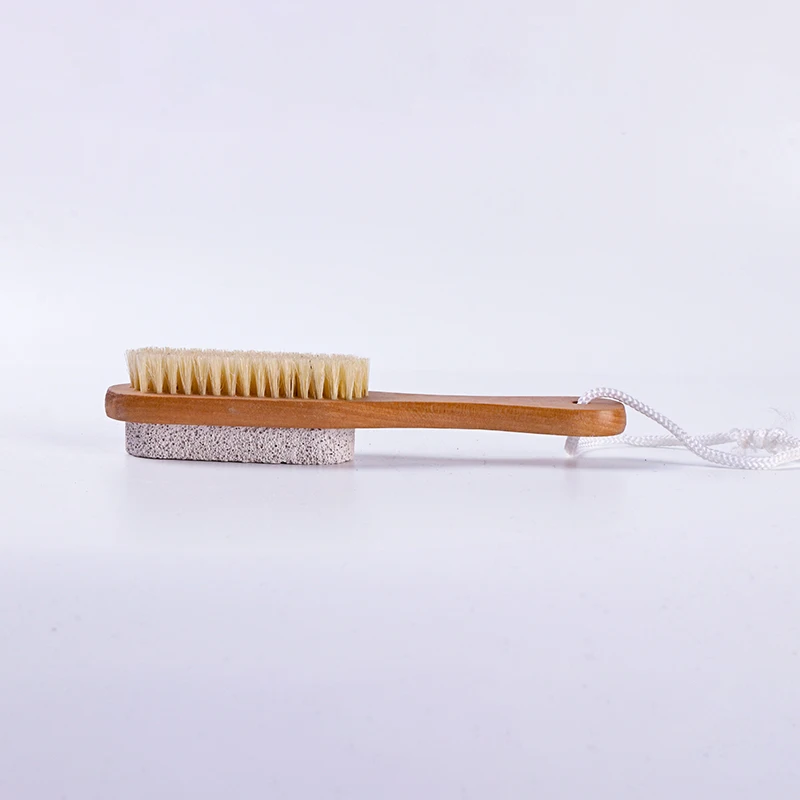 Wholesale Natural Double Side Foot Scrubber Exfoliator Brush Wooden Body Cleaning Pumice Stone Bath foot Brush
