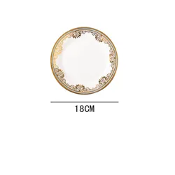 Customized Wholesale White Decorative Gold Rim Moroccan Bone China Charger Dinner Plates Set For Kitchen Cake Dessert Fruit