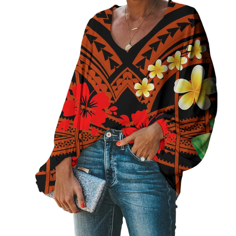 
Samoa Floral Custom Print Plus/Large Size Clothing Manufacturers Womens Cothing Top 