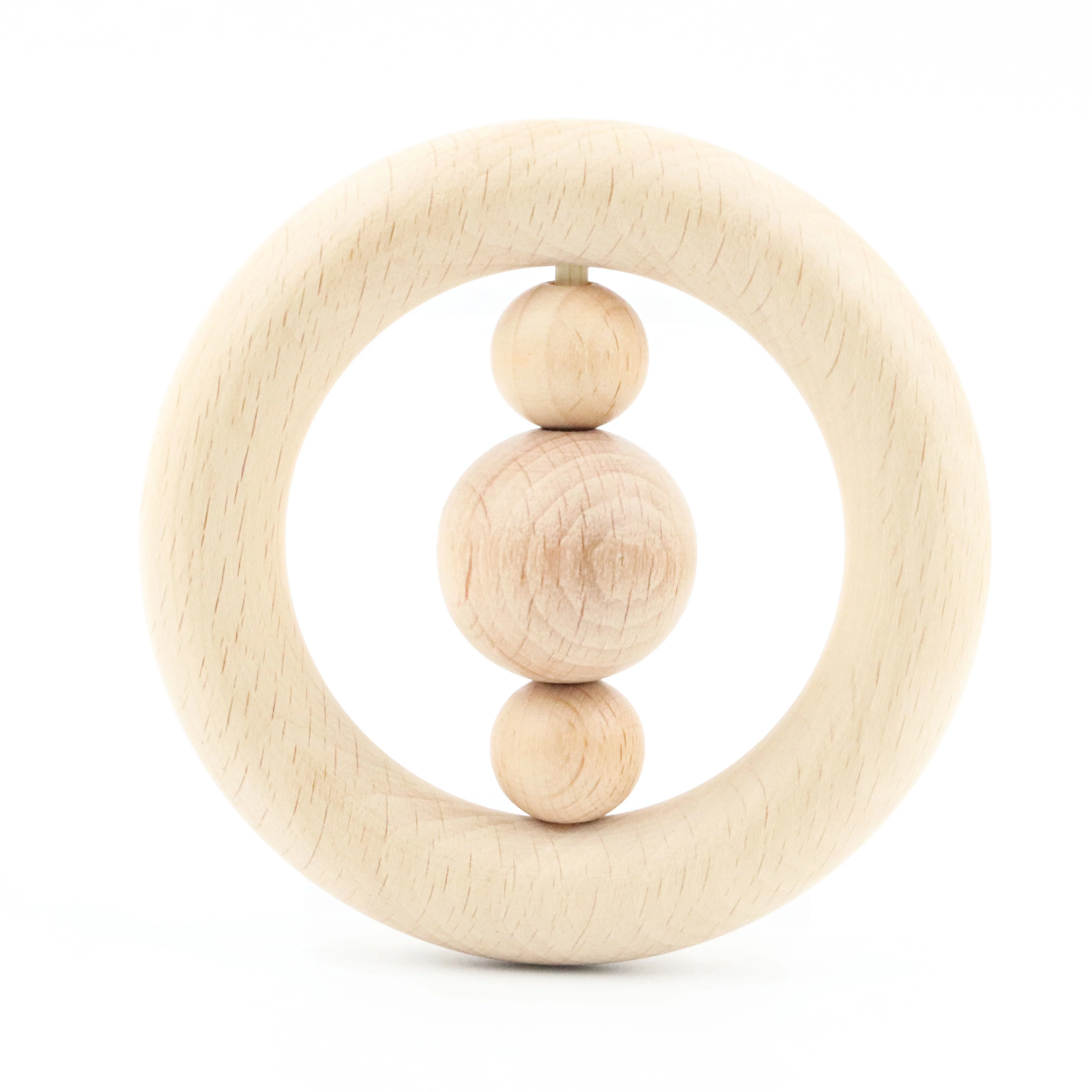 Натуральная безопасная круглая деревянная погремушка-Прорезыватель зубов ручной работы