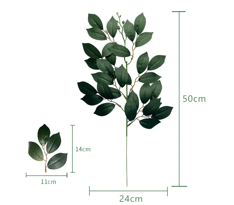 YOPIN-1579 Wholesale Silk Willow Leaf Branch Artificial Banyan Leaves For Decoration