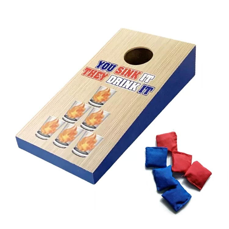 Classic Cornhole Set With 6 Bean Bags Mini Bean Bag Cornhole Boards Toss Game Great For Indoor Outdoor Play