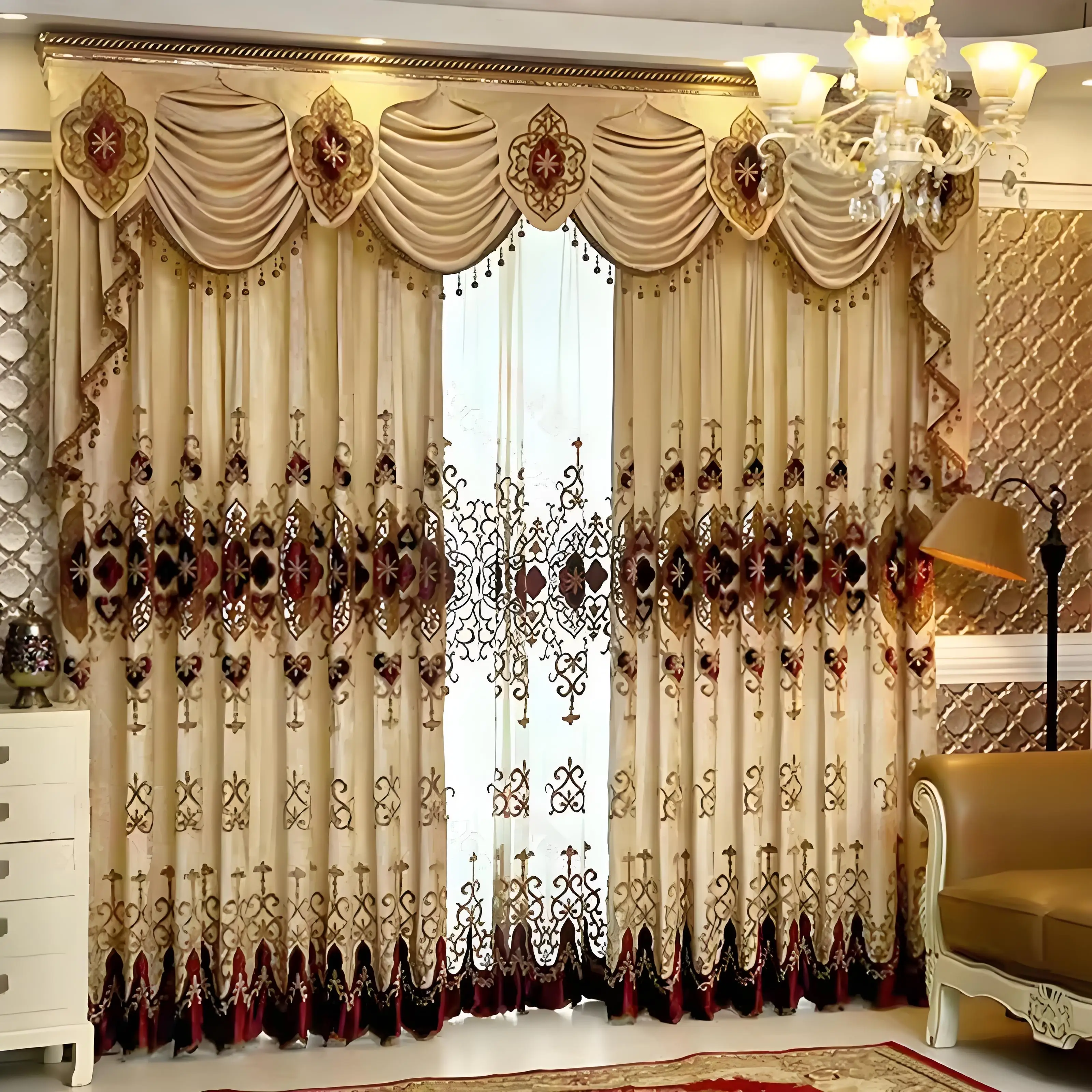 Blackout Embroidered Floral Curtain Custom Embroidery Window Luxury European Curtains for the Living Room