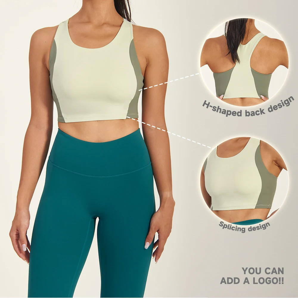 custom women Scoop Neck Sleeveless Crop Tank Top Fitted Casual Basic bra top gym activewear