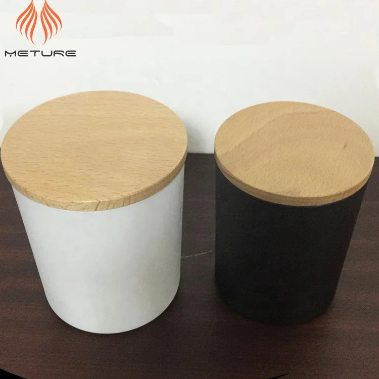 3oz 7oz 8oz 10oz 12oz colored custom white black glass candle jar with wooden lid available