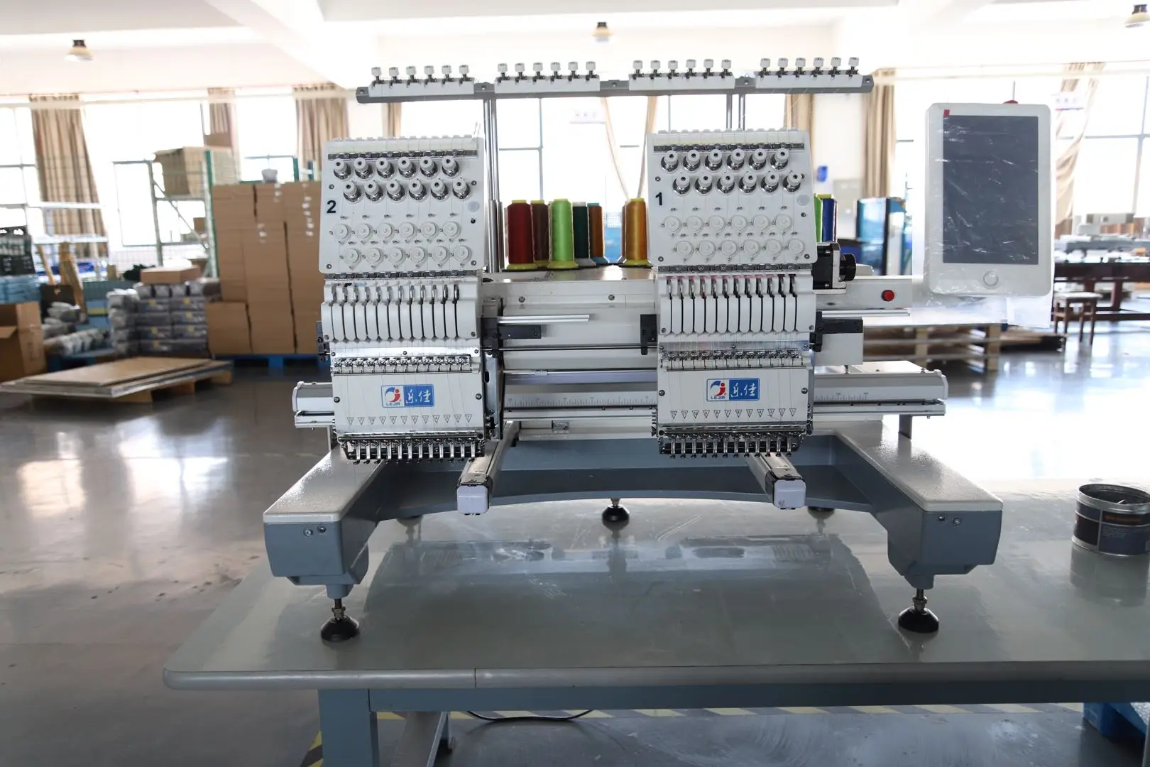 china price manufacturers multi function magnetic hoop high speed hat beading embroidery machine 1200 rpm double header