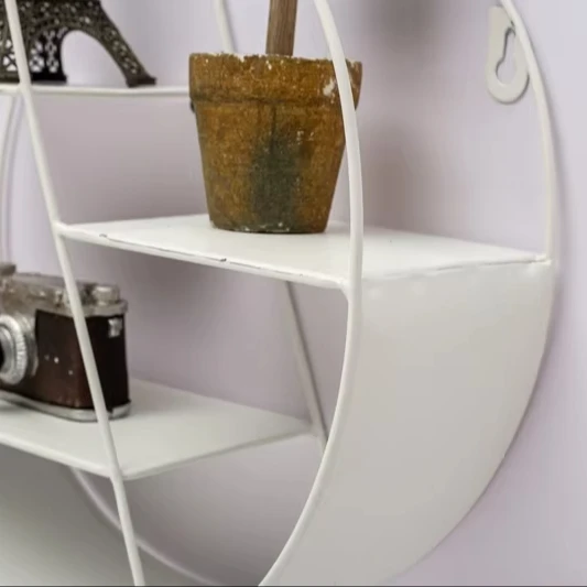 Wrought Iron Storage Basket Round Wall Shelf Brackets Floating Shelves Metal Hanging Shelf For Bathroom