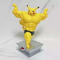 Fitness Muscle Pikachu Charmander Squirtle Pokemons Anime Action Figure Bodybuilding Series Pvc Figure Gk Statue Figurine