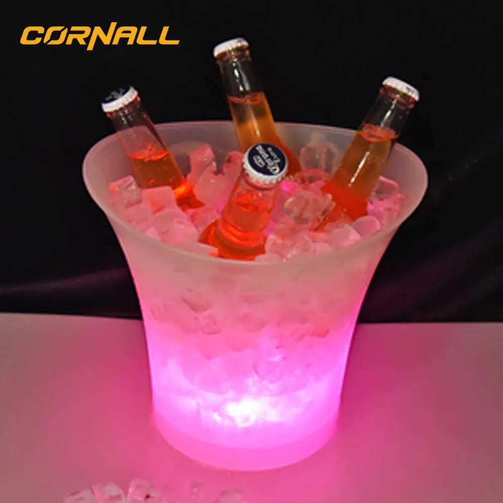 6 Bottles Champagne Bar Ice Barrel LED Luminous Beer Wine Bottle Led Rechargeable Acrylic Ice Bucket
