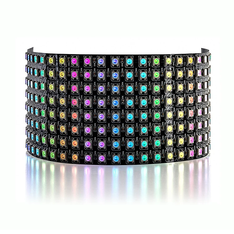 Flexible 8X8 Full-Color Splicing Screen Hat Bicycle Car Programming Dot Matrix Screen Iridescent Large Pitch LED Pixel Screen