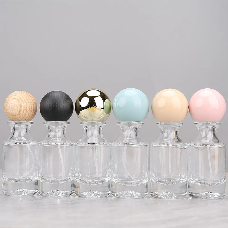 30ml Screw Perfume Glass Bottle With Wooden Cover Glass Spray Bottle Cleaning Creative Spray Bottles Glass Screen Printing