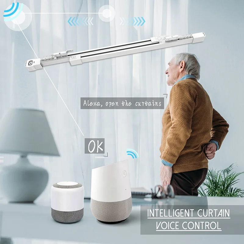 Garden Home System Smart TUYA Wifi Curtain System Extendable Track Set Electric Automatic Motor Rail Google Home Remote control