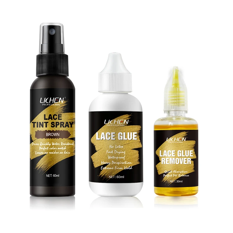 Низкий минимальный заказ, частная марка, ароматизированный прозрачный водонепроницаемый передний фронтальный парик, набор для удаления клея на клеевой основе, поставщик, спрей для оттенения волос на сетке