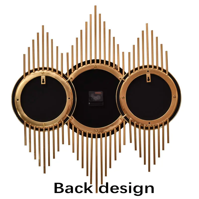 Luxury Living Room Fashionable Decoration Customized Clock Metal Gilt Iron Art Wall Digital Wall Clock