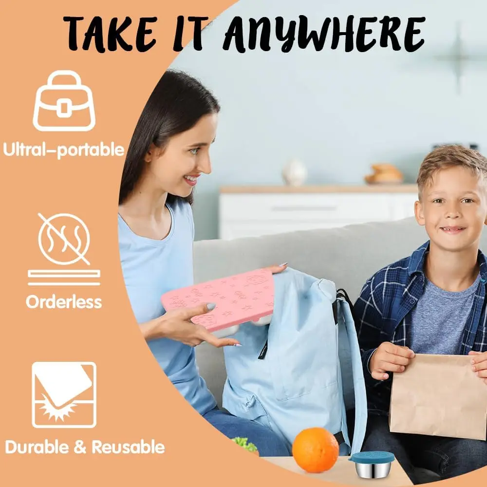 Lunch Box 4 Compartment Kids Lunch Box With Compartment Silicone Lid Bento Lunch Box