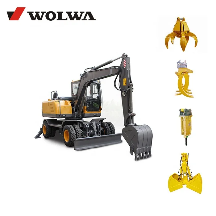rubber tire excavator prices 8 ton wheel digger backhoe with hydraulic jack hammer or other accessories